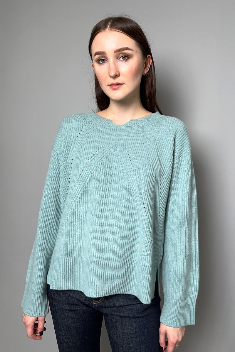 Tonet 100% Cashmere Ribbed Sweater in Mint - Ashia Mode - Vancouver, BC