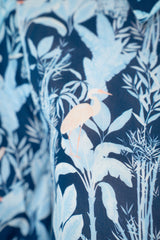 Verandah Cotton Voile Cropped Balloon Sleeve Top in Blue Foliage Print Vancouver. Shop Online or in Store.
