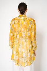 Verandah Cupro Boho Mini Shirt Dress in Yellow Tropical Print Vancouver. Shop Online or in Store.