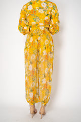 Verandah Sheer Cupro Jogger Pants in Yellow Tropical Print Vancouver. Shop Online or in Store.