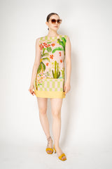 Verandah Sleeveless Mini Dress in Blush and Green Tropical Print Vancouver. Shop Online or in Store.