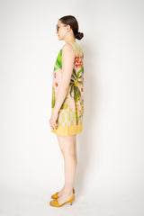Verandah Sleeveless Mini Dress in Blush and Green Tropical Print Vancouver. Shop Online or in Store.