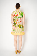 Verandah Sleeveless Mini Dress in Blush and Green Tropical Print Vancouver. Shop Online or in Store.