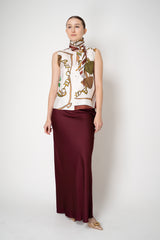 Weill Ankle Length Sateen Skirt in Bordeaux Red Vancouver. Shop Online or in Store.