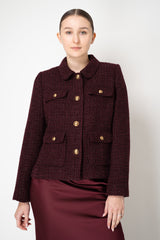Weill Cropped Boxy Tweed Jacket in Bordeaux Red Vancouver. Shop Online or in Store.