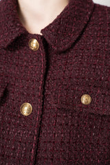 Weill Cropped Boxy Tweed Jacket in Bordeaux Red Vancouver. Shop Online or in Store.