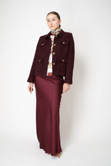 Weill Cropped Boxy Tweed Jacket in Bordeaux Red Vancouver. Shop Online or in Store.