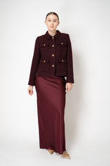 Weill Cropped Boxy Tweed Jacket in Bordeaux Red Vancouver. Shop Online or in Store.
