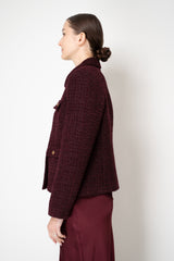 Weill Cropped Boxy Tweed Jacket in Bordeaux Red Vancouver. Shop Online or in Store.