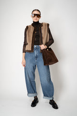Weill Faux Fur Colour Blocking Vest in Chocolate Vancouver. Shop Online or in Store.