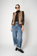Weill Faux Fur Colour Blocking Vest in Chocolate Vancouver. Shop Online or in Store.