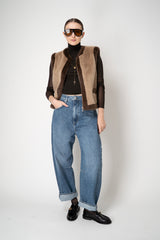 Weill Faux Fur Colour Blocking Vest in Chocolate Vancouver. Shop Online or in Store.
