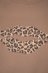 Weill Jersey A-line T-Shirt with Embossed Leopard Lips in Caramel Vancouver. Shop Online or in Store.