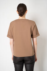Weill Jersey A-line T-Shirt with Embossed Leopard Lips in Caramel Vancouver. Shop Online or in Store.
