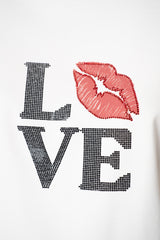 Weill Jersey A-line T-Shirt with Rhinestone "Love" Appliqué in White Vancouver. Shop Online or in Store.