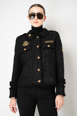Weill Sequin Tweed Military Jacket in Black Vancouver. Shop Online or in Store.