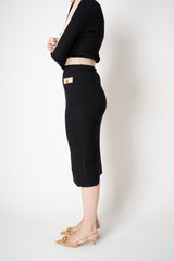 Weill Stretch Knit Pencil Midi Skirt with Colour Blocking Details in Black and Beige Vancouver. Shop Online or in Store.