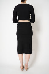 Weill Stretch Knit Pencil Midi Skirt with Colour Blocking Details in Black and Beige Vancouver. Shop Online or in Store.
