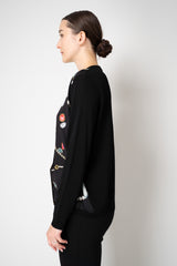 Weill Stretch Viscose Knit Cardigan with Printed Jewel Sateen Front in Black Vancouver. Shop Online or in Store.