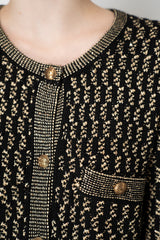 Weill Wool Blend Knit Tweed Cardigan in Black and Gold Vancouver. Shop Online or in Store.