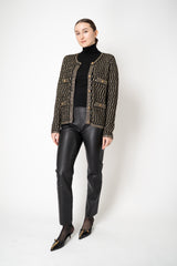 Weill Wool Blend Knit Tweed Cardigan in Black and Gold Vancouver. Shop Online or in Store.