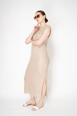 Lorena Antoniazzi Stretch Knit Sleeveless Dress in Gold Vancouver. Shop Online or in Store.