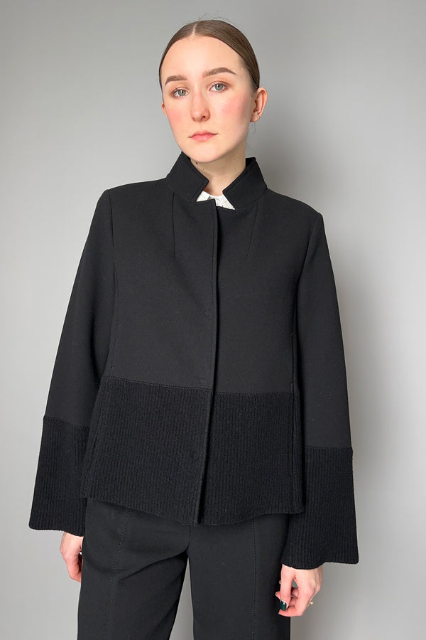 Annette Gortz Jacket with Merino Wool Detail in Black- Ashia Mode- Vancouver, BC