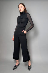 Annette Gortz Cropped Wide Crepe Pants with Layered Satin Detail in Black - Ashia Mode - Vancouver, BC