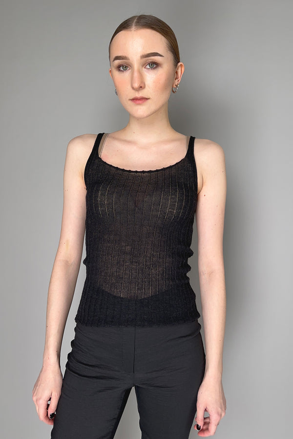 Annette Gortz Knitted Ribbed Baby Alpaca Camisole in Black