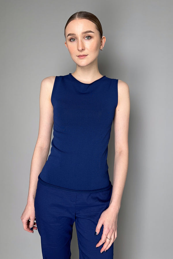 Annette Gortz Knitted Sleeveless Round Neck Top in Royal Blue