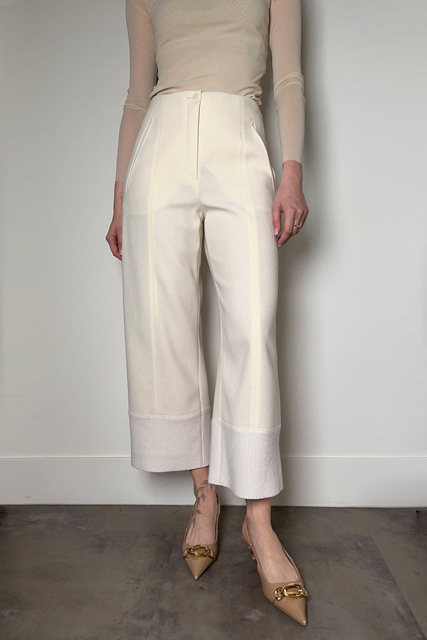 Annette Gortz Culotte Pants with Merino Wool Cuff in Off White- Ashia Mode- Vancouver, BC