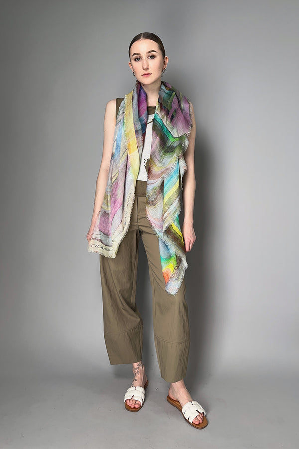 Annette Gortz Fringed Scarf in Watercolour Print