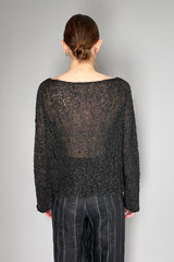 Annette Gortz Paper-Like Feel Knitted Yarn Long Sleeve Top in Black