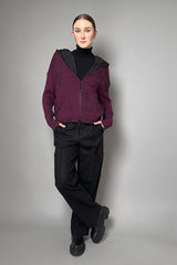 Annette Gortz Knit Ribbed Hooded Jacket in Magenta- Ashia Mode- Vancouver, BC