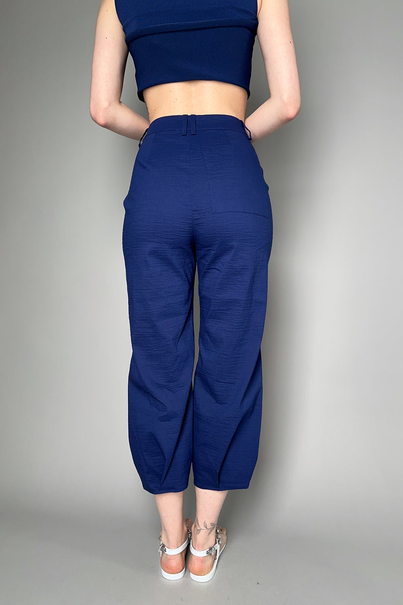 Annette Gortz Stretch Linen Barrel Fit Pants in Royal Blue