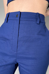 Annette Gortz Stretch Linen Barrel Fit Pants in Royal Blue