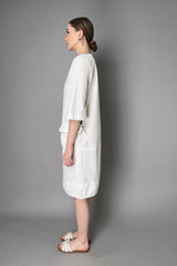 Annette Gortz Cotton Poplin Dress with Cargo Pockets in Off-White