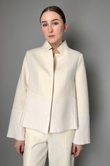 Annette Gortz Jacket with Merino Wool Detail in Off White- Ashia Mode- Vancouver, BC
