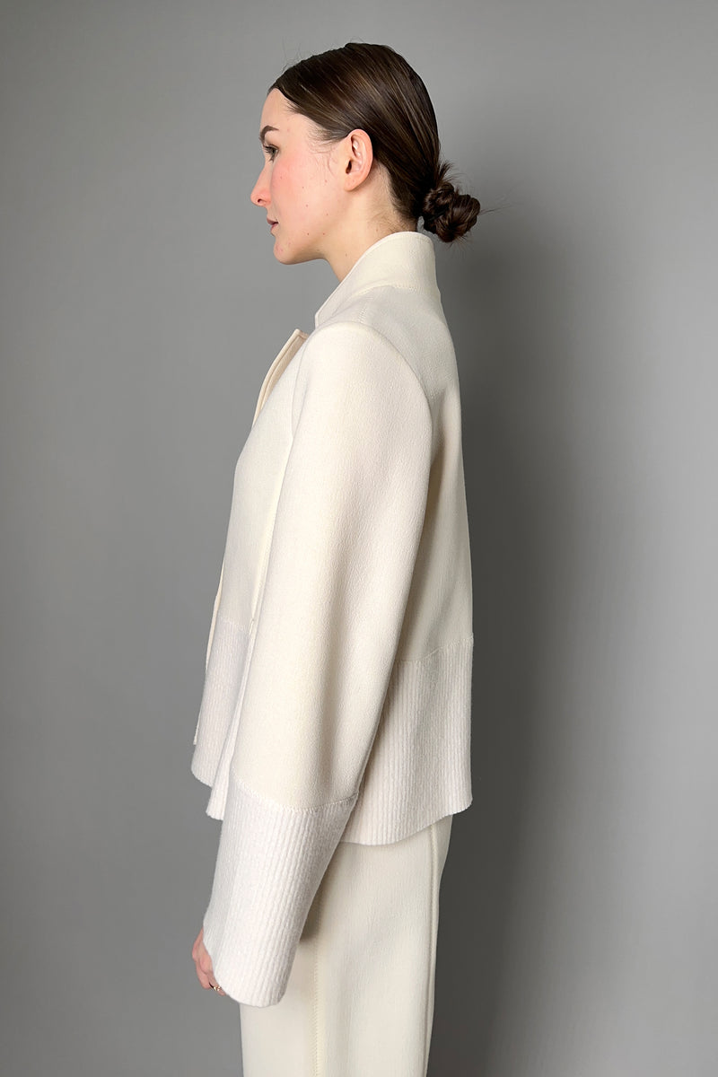 Annette Gortz Jacket with Merino Wool Detail in Off White- Ashia Mode- Vancouver, BC
