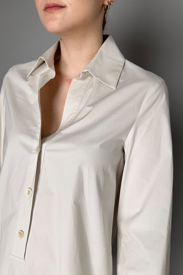 Antonelli Mameli Collared Cotton Shirt Dress in Light Beige