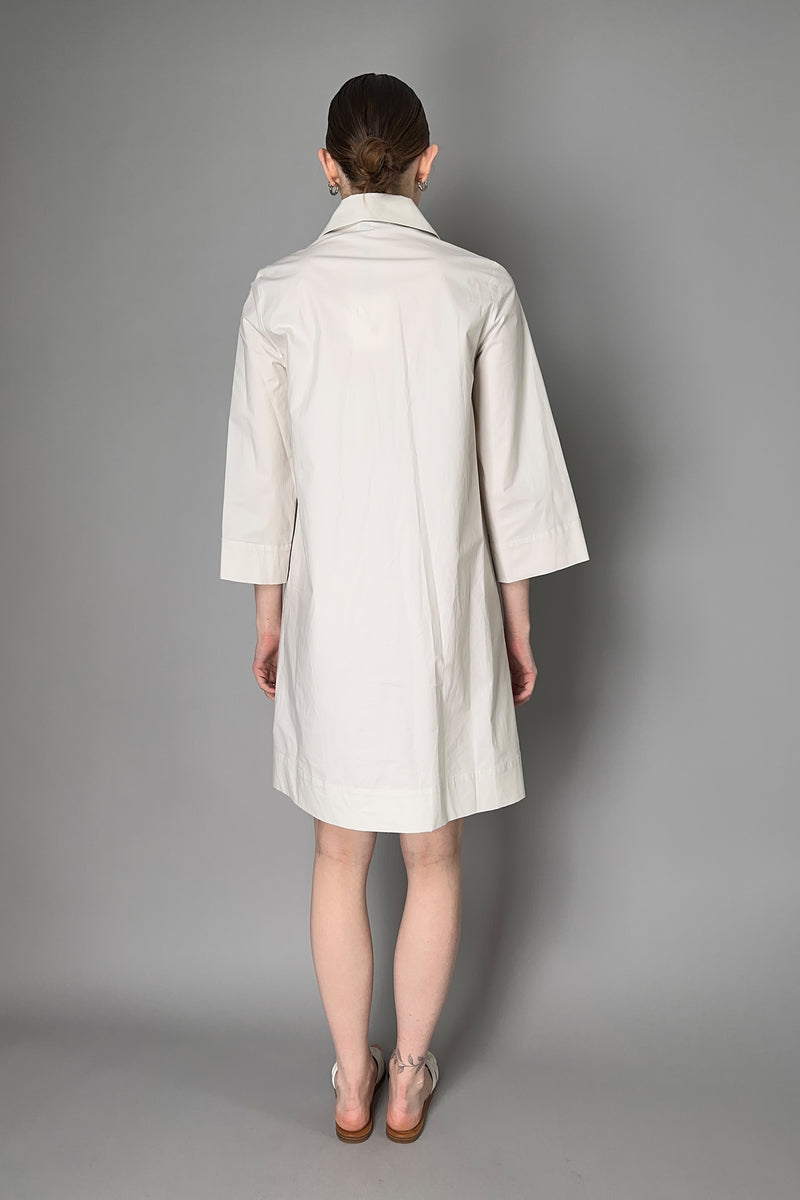 Antonelli Mameli Collared Cotton Shirt Dress in Light Beige