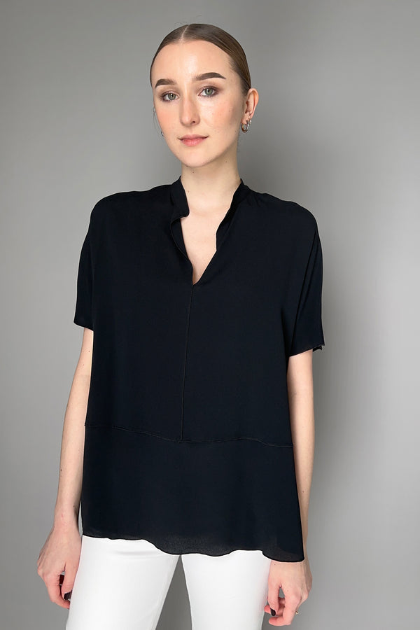 Antonelli Bertolucci Silk Crepe Shirt in Black