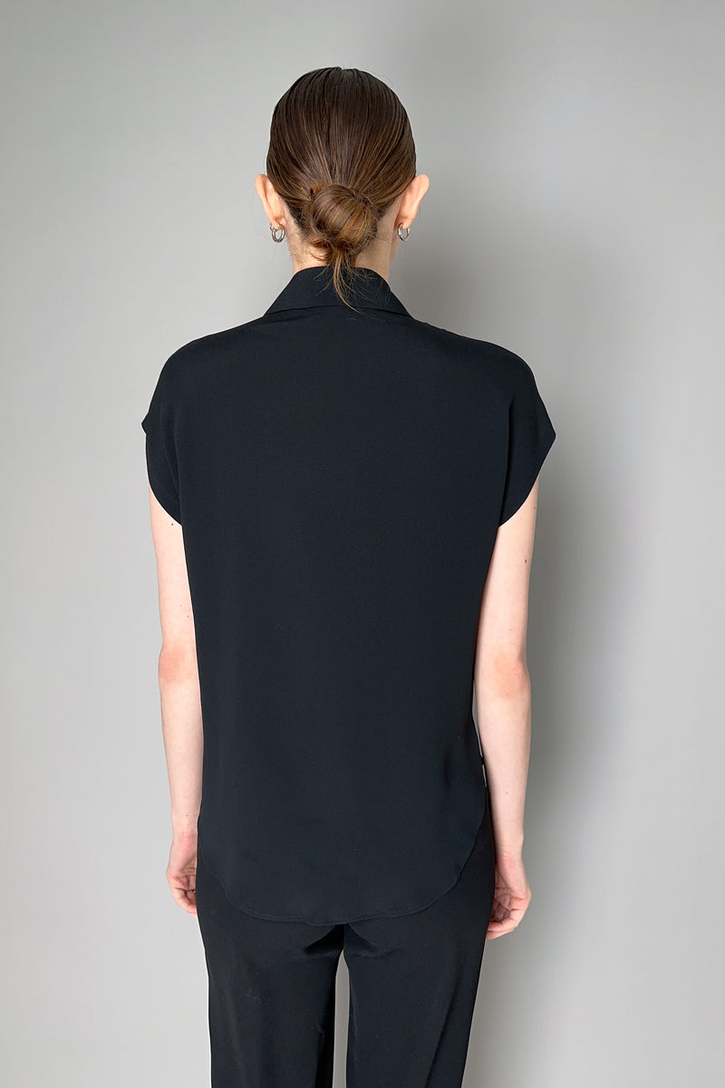 Antonelli Bramante Silk Crepe Short Sleeve Blouse in Black Vancouver. Shop Online or in Store.
