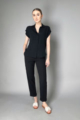 Antonelli Bramante Silk Crepe Short Sleeve Blouse in Black Vancouver. Shop Online or in Store.