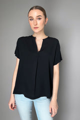 Antonelli Cicoria Silk Crepe Short Sleeve Blouse in Black Vancouver. Shop Online or in Store.