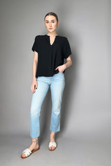 Antonelli Cicoria Silk Crepe Short Sleeve Blouse in Black Vancouver. Shop Online or in Store.