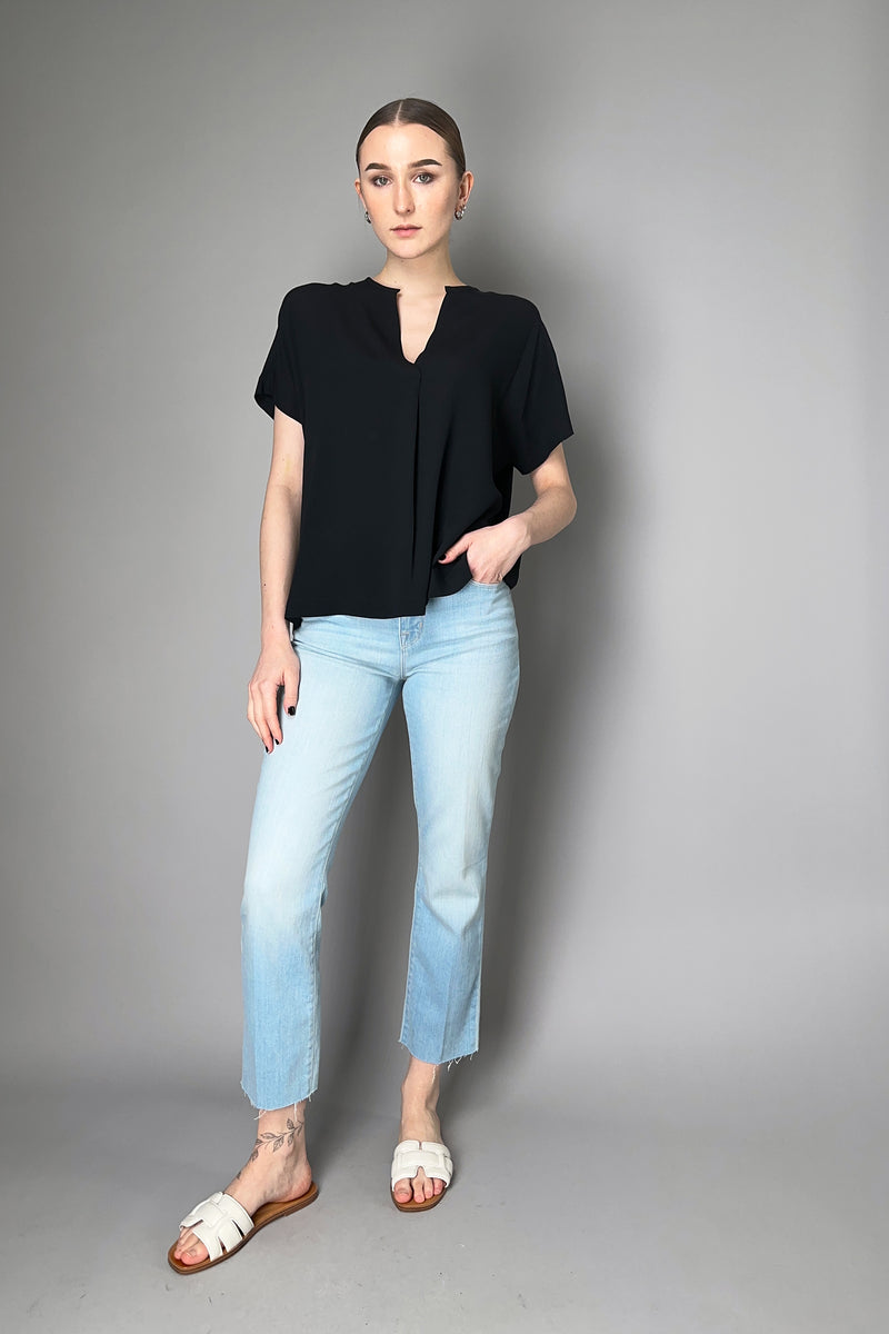 Antonelli Cicoria Silk Crepe Short Sleeve Blouse in Black