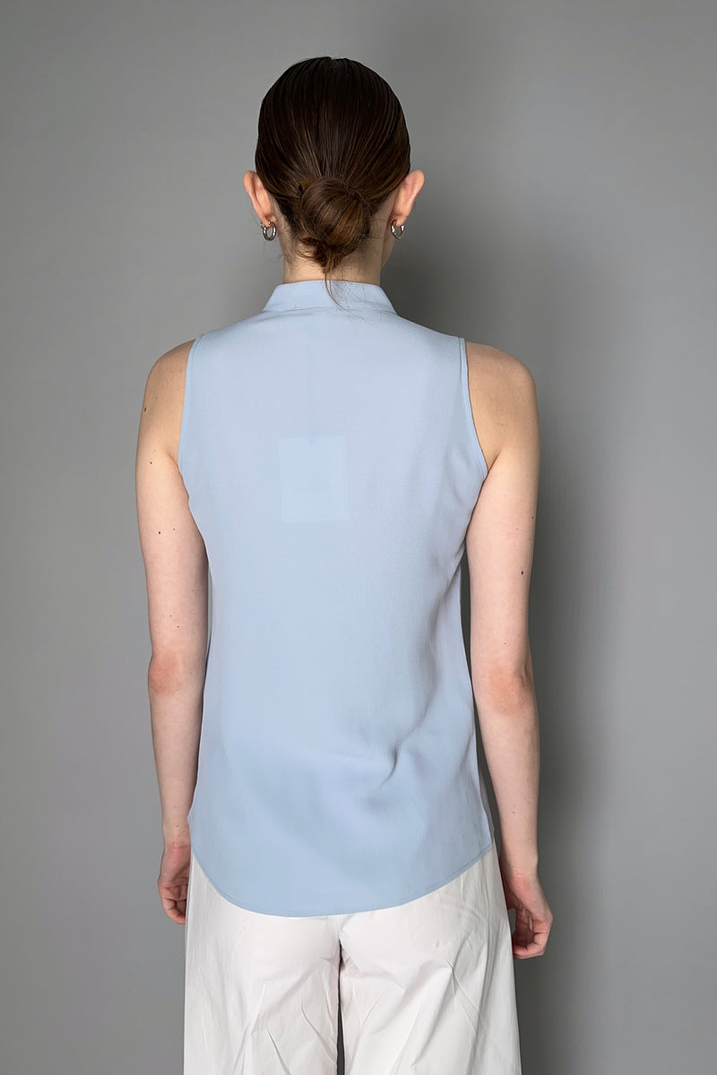 Antonelli Botticelli Ruffled Sleeveless Blouse in Sky Blue Vancouver. Shop Online or in Store.