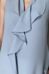 Antonelli Botticelli Ruffled Sleeveless Blouse in Sky Blue Vancouver. Shop Online or in Store.