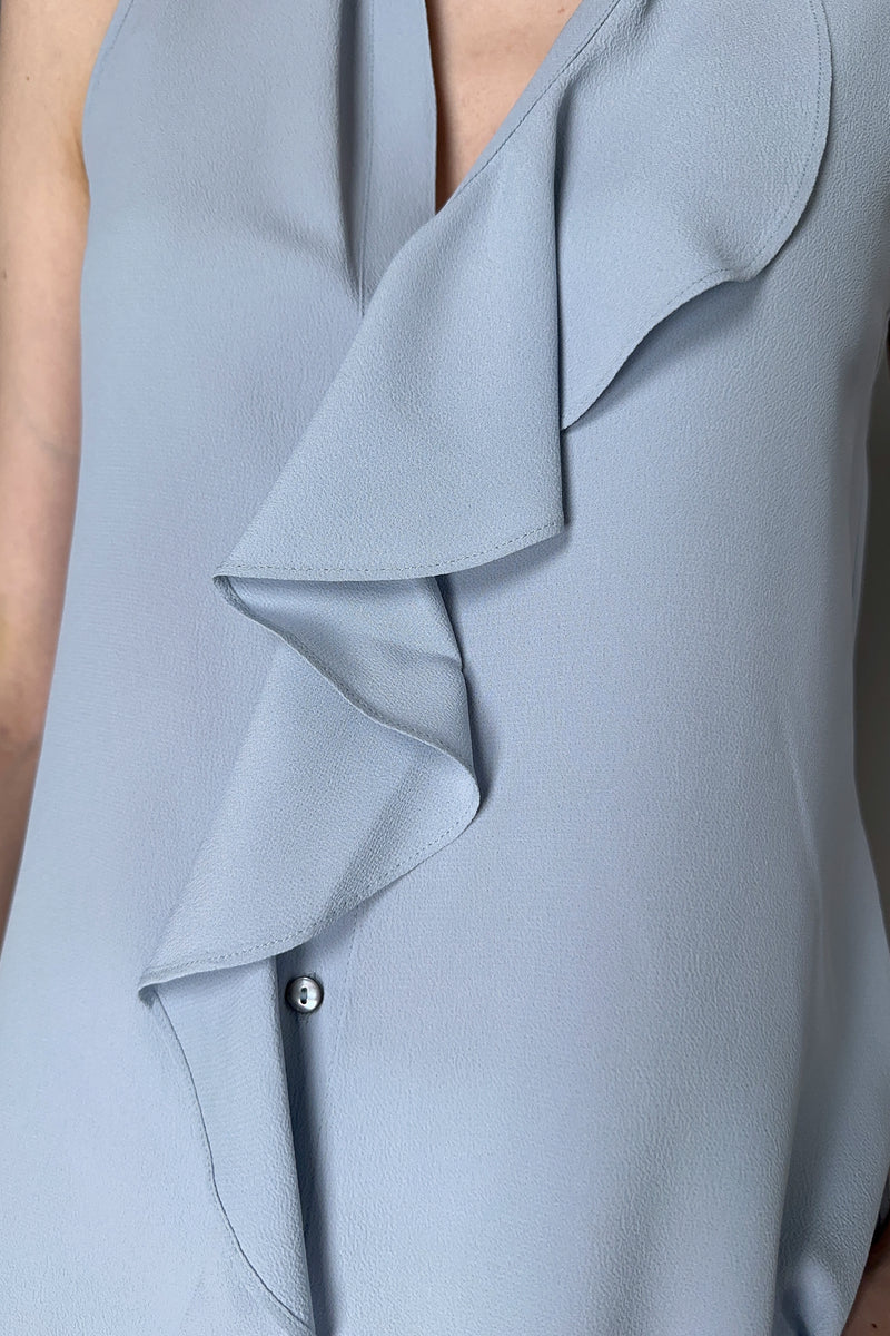 Antonelli Botticelli Ruffled Sleeveless Blouse in Sky Blue Vancouver. Shop Online or in Store.